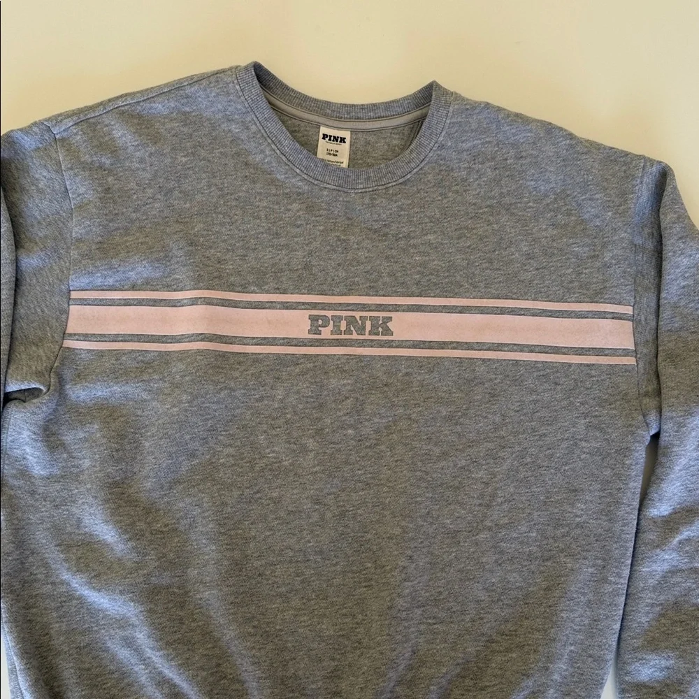 PINK Victoria's Secret Gray Sweatshirt with Pink Accents Size S